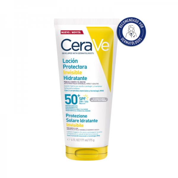 CeraVe Solar Loción Protectora Invisible Hidratante SPF 50+ 177 mL