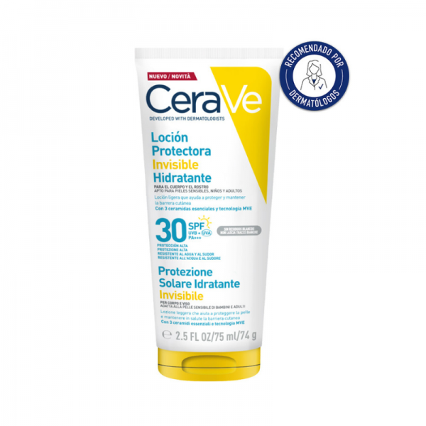 CeraVe Solar Loción Protectora Invisible Hidratante SPF 30+ 75 mL