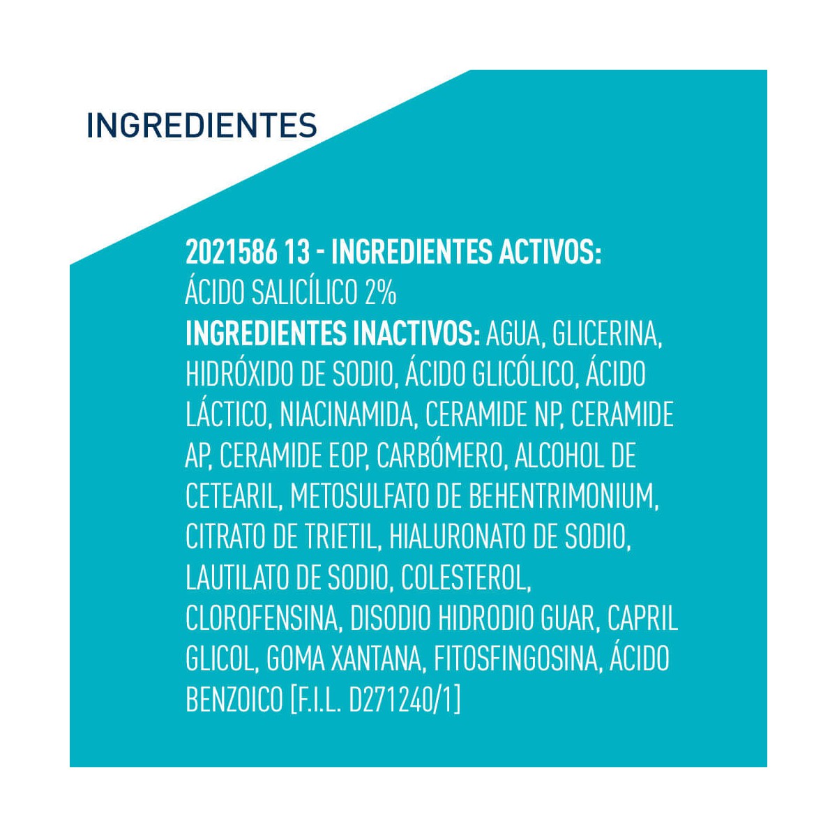 Ingredientes Cerave Gel Control imperfecciones