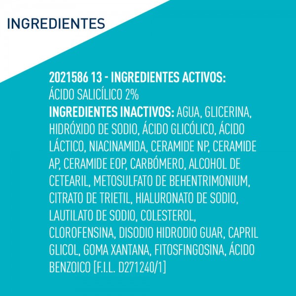 Ingredientes Cerave Gel Control imperfecciones
