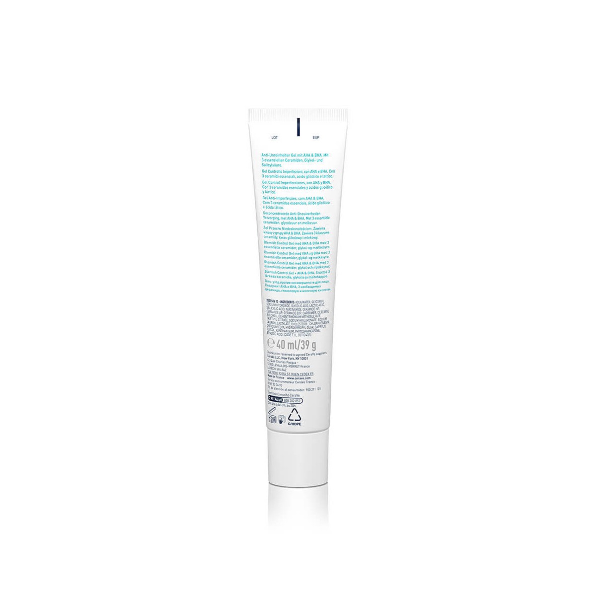 Ingredientes parte trasera Cerave Gel Control imperfecciones