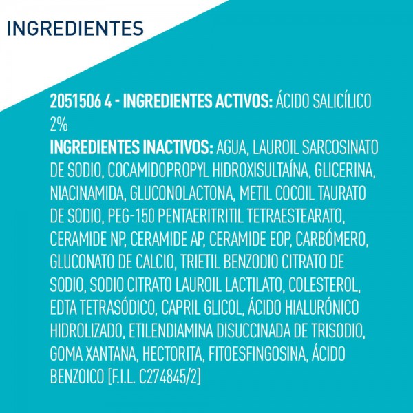 ingredientes Cerave Imperfecciones Limpiador Control 236mL