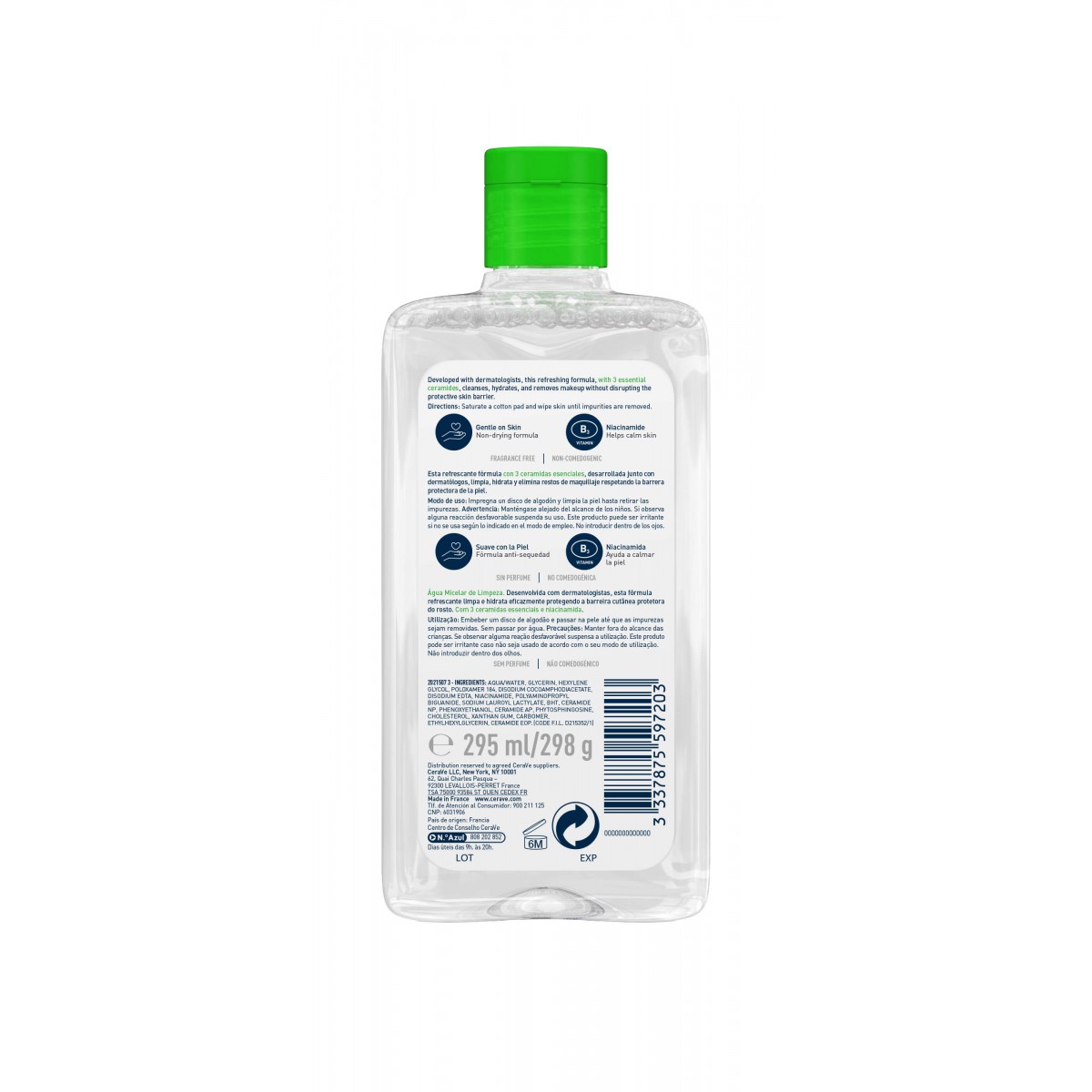 Parte trasera Cerave Agua Micelar 295 mL