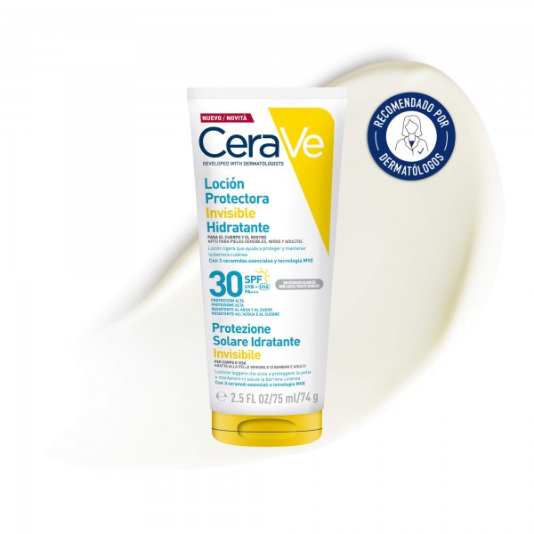 CeraVe Solar Loción Protectora Invisible Hidratante SPF 30+ 75 mL